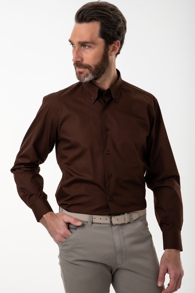 Aplomb Hemd Herren Aplomb Classic Einfarbig 100% Baumwolle Kragen Button-Down Lange Ärmel