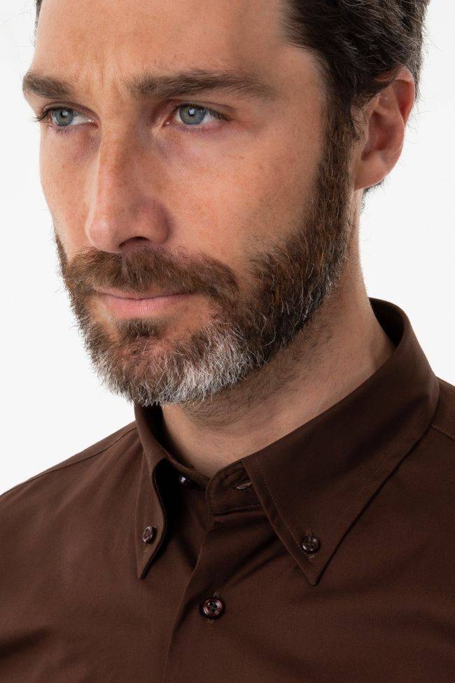 Aplomb Hemd Herren Aplomb Classic Einfarbig 100% Baumwolle Kragen Button-Down Lange Ärmel