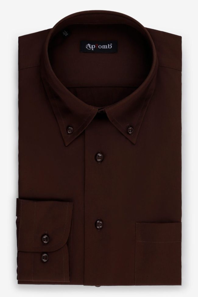 aplomb Hemd Herren Aplomb Classic Einfarbig 100% Baumwolle kragen Button-Down Lange Ärmel