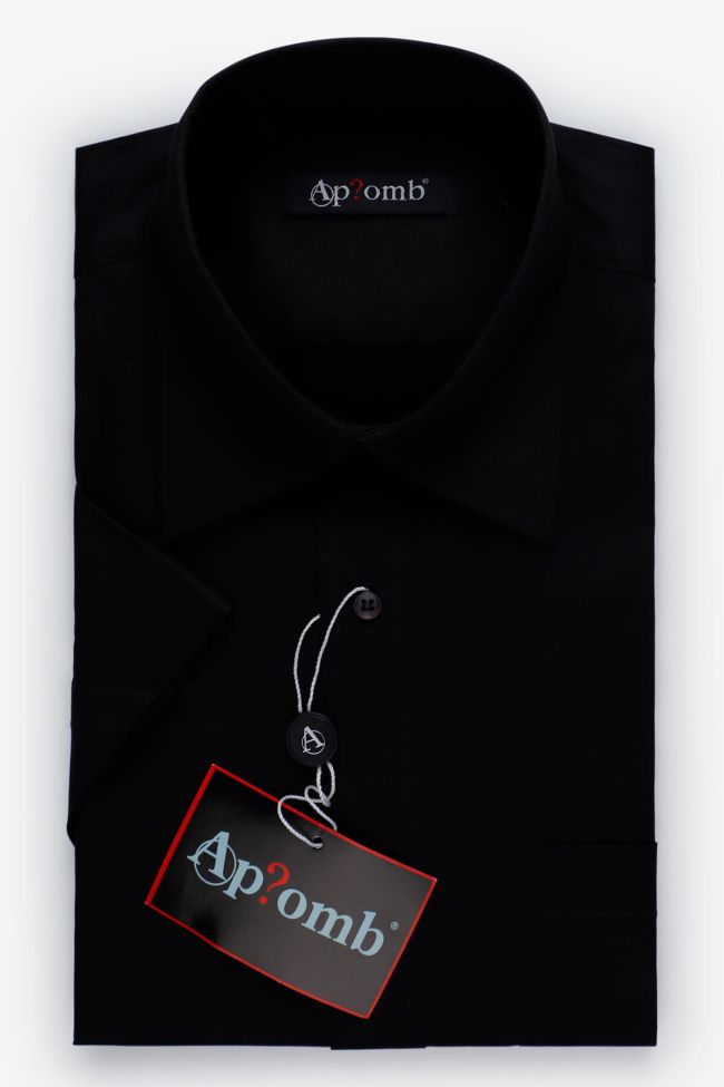 aplomb Hemd Herren Aplomb Classic Einfarbig 100% Baumwolle kragen Italienisch Kurze Ärmel