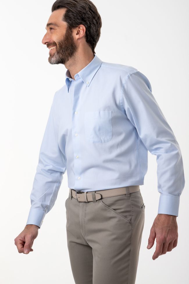 Aplomb Hemd Herren Aplomb Classic Einfarbig 100% Baumwolle Kragen Button-Down Lange Ärmel