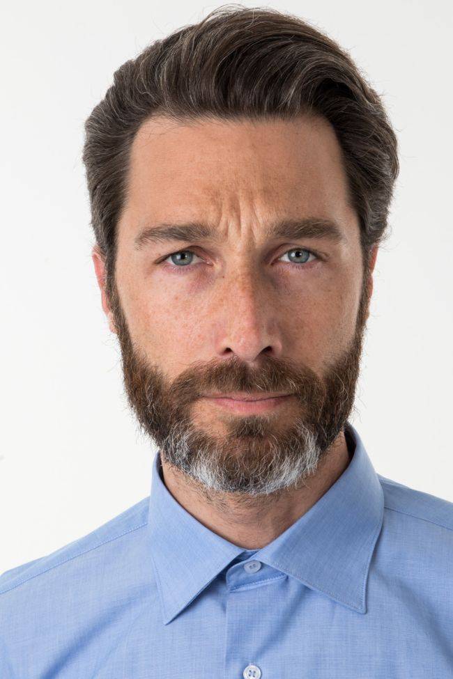 Aplomb Hemd Herren Aplomb Classic Einfarbig 100% Baumwolle Kragen Italienisch Lange Ärmel