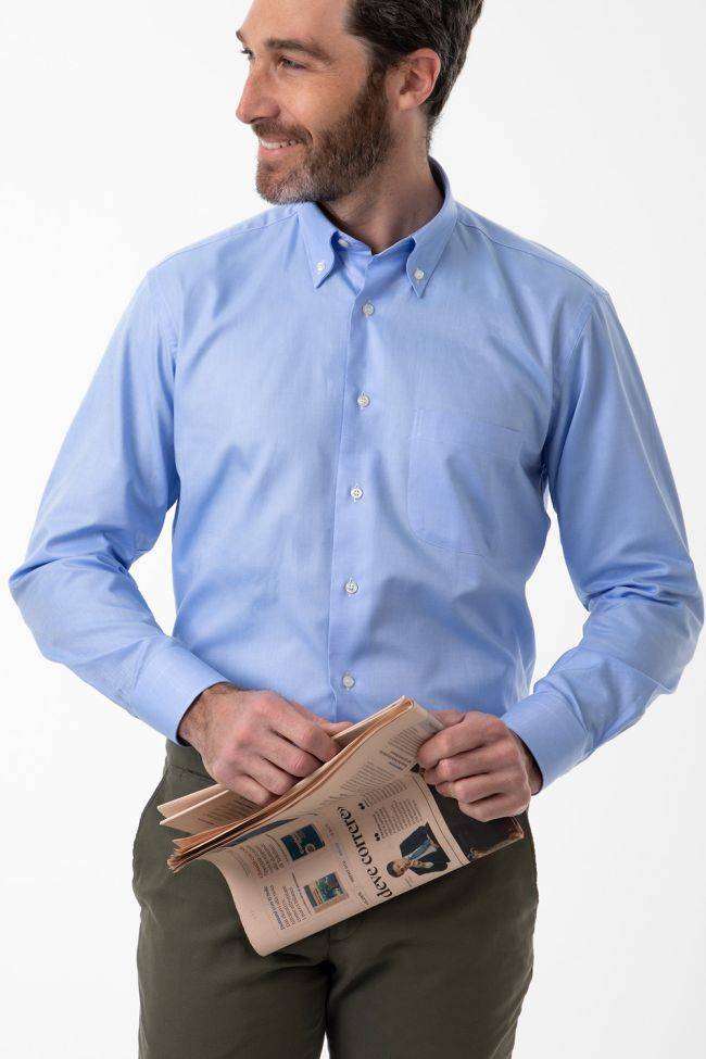 Aplomb Hemd Herren Aplomb Classic Einfarbig 100% Baumwolle Kragen Button-Down Lange Ärmel