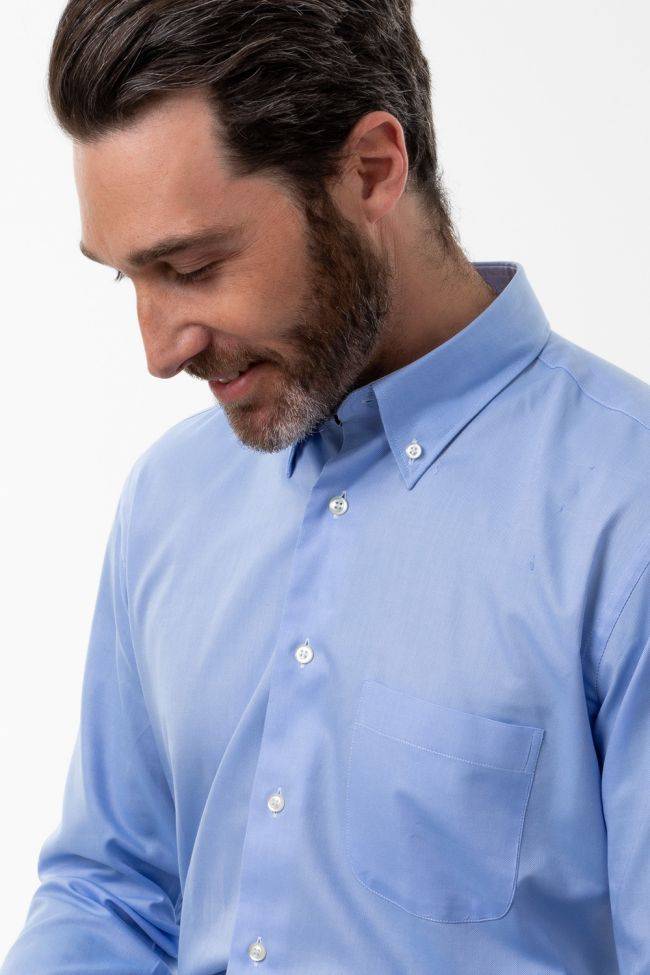Aplomb Hemd Herren Aplomb Classic Einfarbig 100% Baumwolle Kragen Button-Down Lange Ärmel