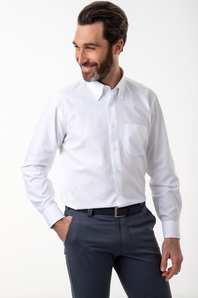 Aplomb Hemd Herren Aplomb Classic Einfarbig 100% Baumwolle Kragen Button-Down Lange Ärmel