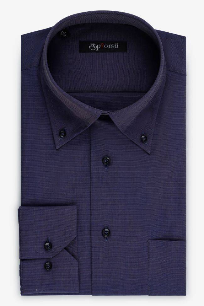 aplomb Hemd Herren Aplomb Classic Einfarbig 100% Baumwolle kragen Button-Down Lange Ärmel