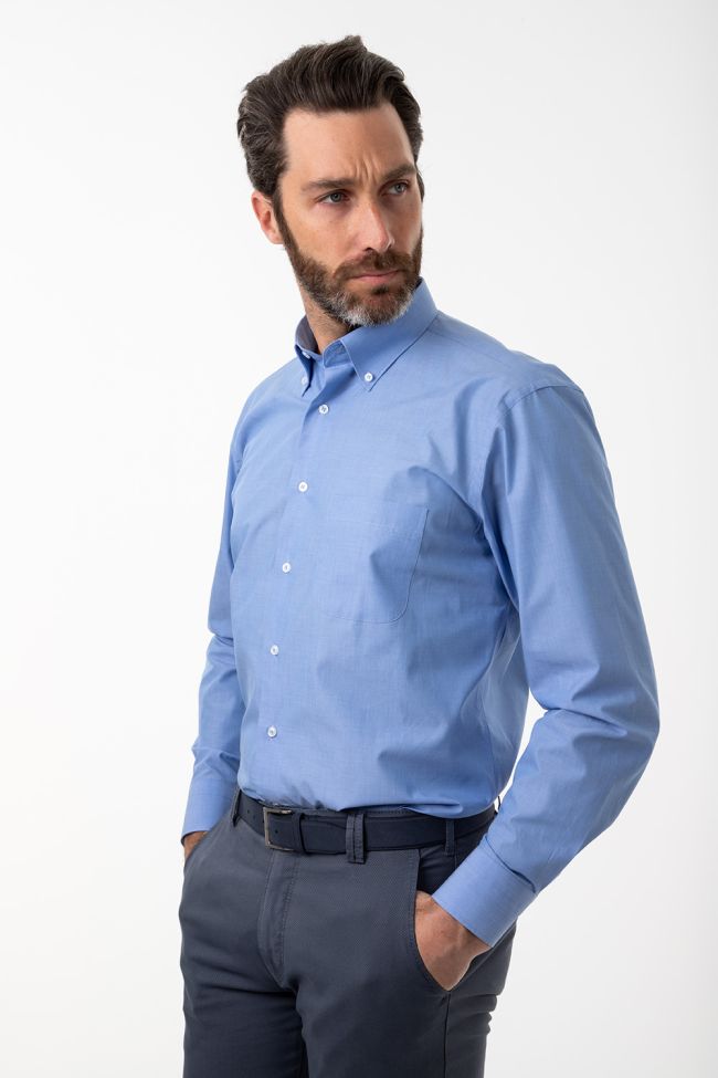 Aplomb Hemd Herren Aplomb Classic Einfarbig 100% Baumwolle Kragen Button-Down Lange Ärmel