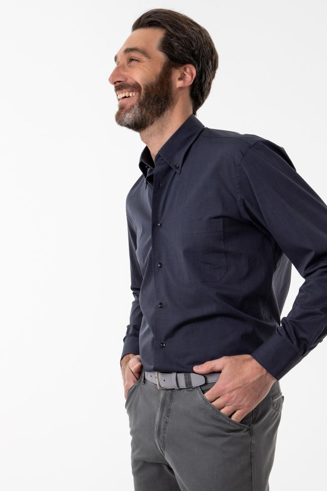 Aplomb Hemd Herren Aplomb Classic Einfarbig 100% Baumwolle Kragen Button-Down Lange Ärmel