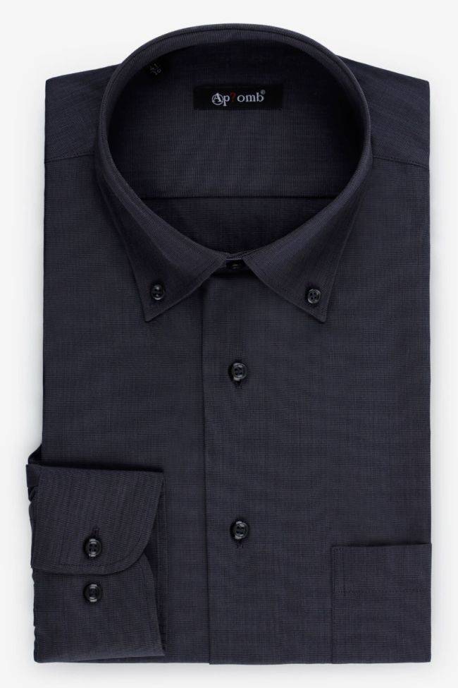 aplomb Hemd Herren Aplomb Classic Einfarbig 100% Baumwolle kragen Button-Down Lange Ärmel