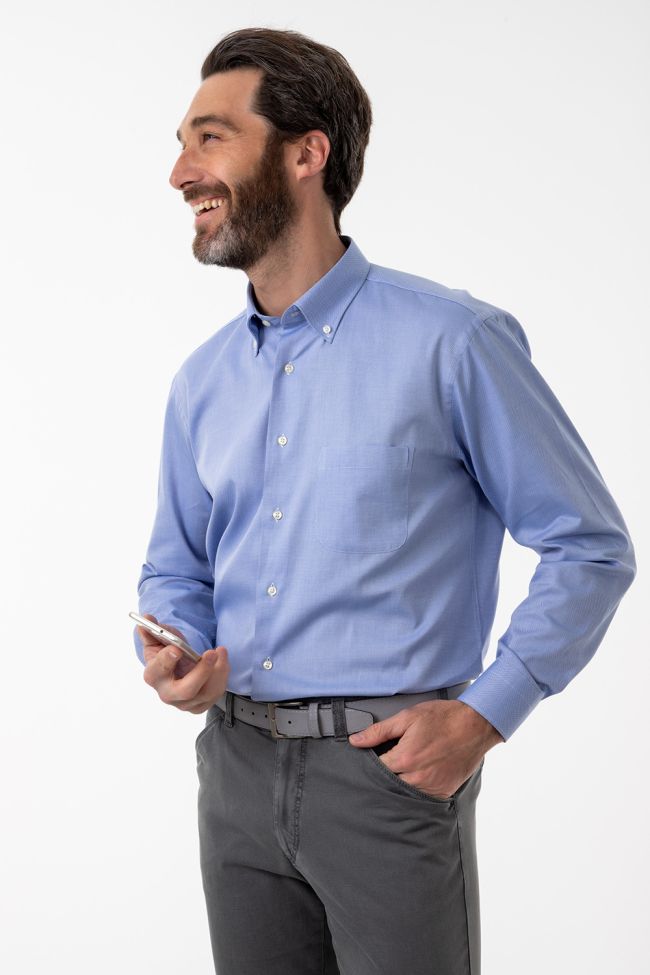 Aplomb Hemd Herren Aplomb Classic Einfarbig 100% Baumwolle Kragen Button-Down Lange Ärmel