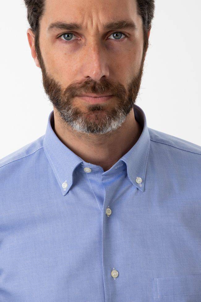 Aplomb Hemd Herren Aplomb Classic Einfarbig 100% Baumwolle Kragen Button-Down Lange Ärmel