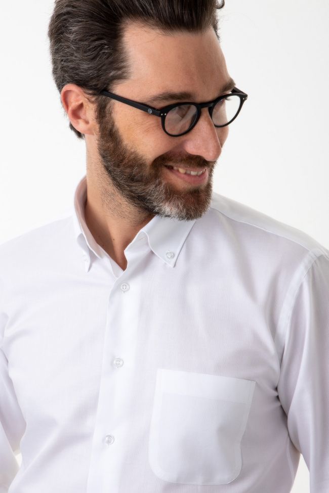 Aplomb Hemd Herren Aplomb Classic Einfarbig 100% Baumwolle Kragen Button-Down Lange Ärmel