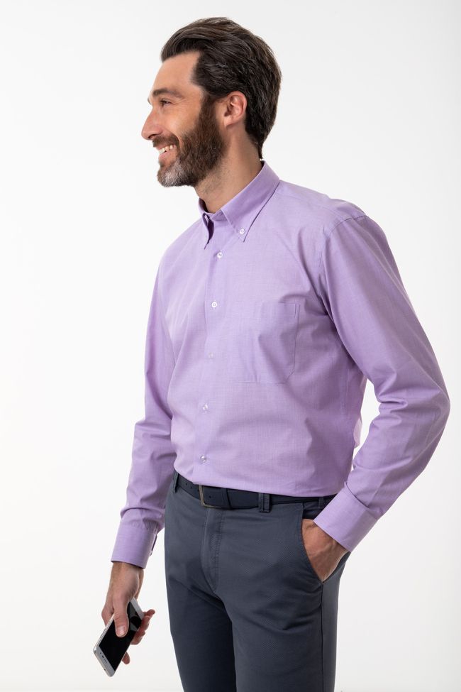 Aplomb Hemd Herren Aplomb Classic Einfarbig 100% Baumwolle Kragen Button-Down Lange Ärmel