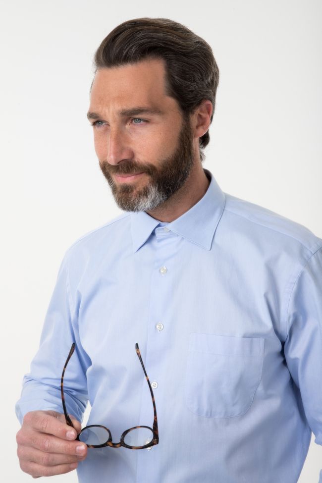 Aplomb Hemd Herren Aplomb Classic Einfarbig 100% Baumwolle Kragen Italienisch Lange Ärmel