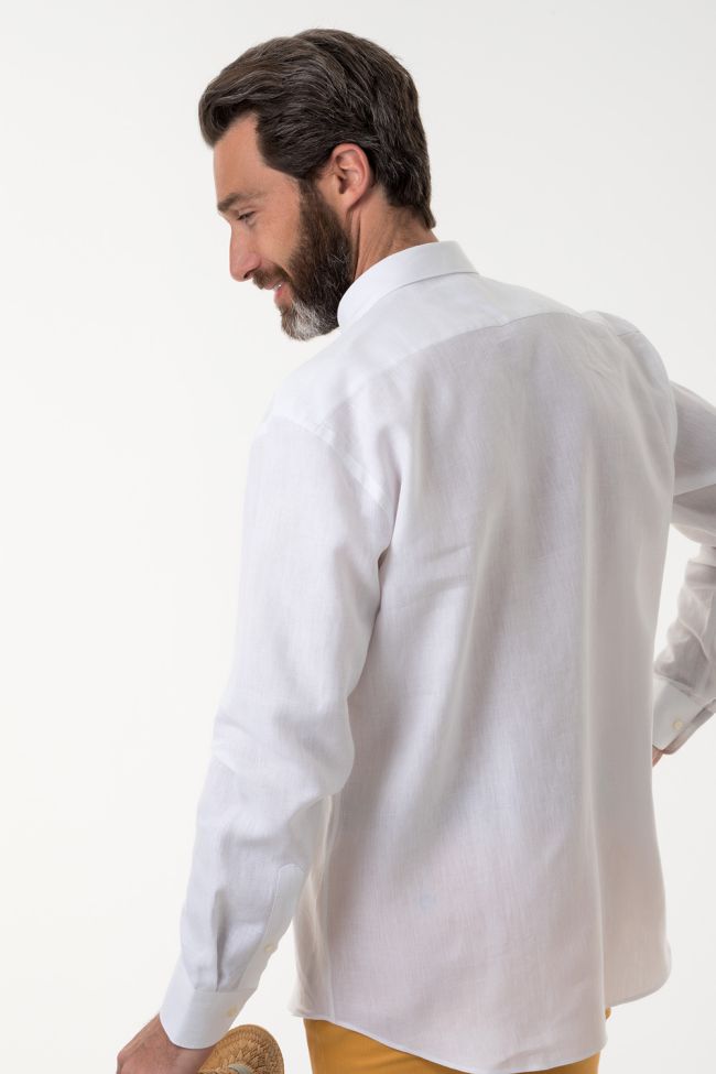 Aplomb Hemd Herren Aplomb Classic Einfarbig 100% Leinen Kragen Button-Down Lange Ärmel