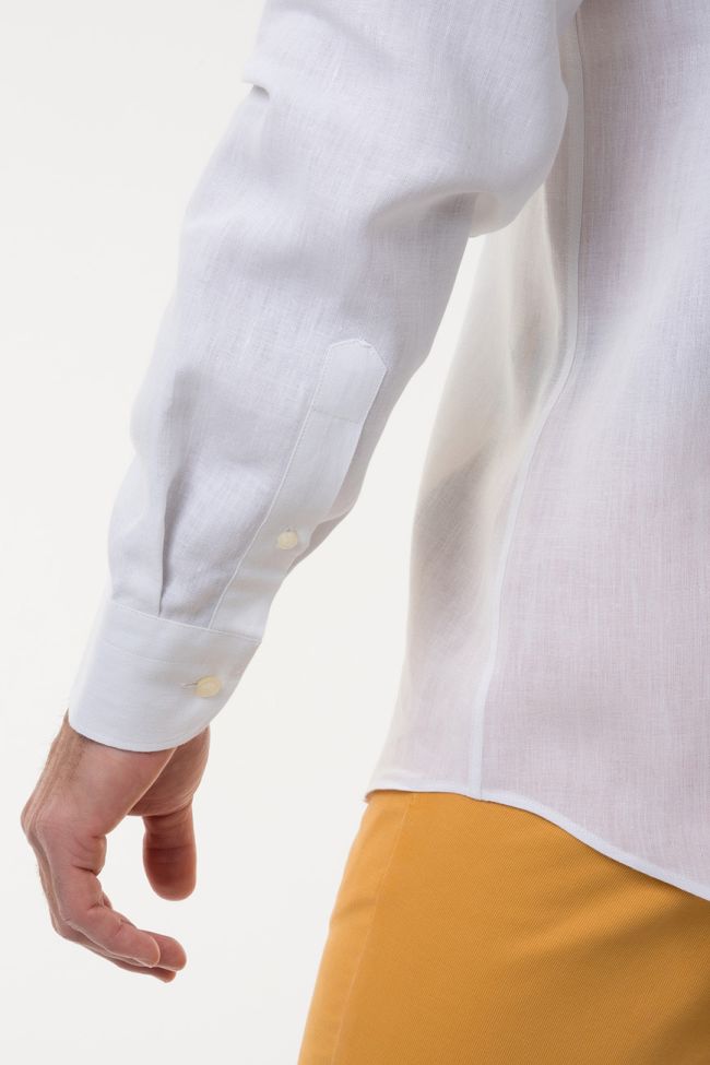 Aplomb Hemd Herren Aplomb Classic Einfarbig 100% Leinen Kragen Button-Down Lange Ärmel