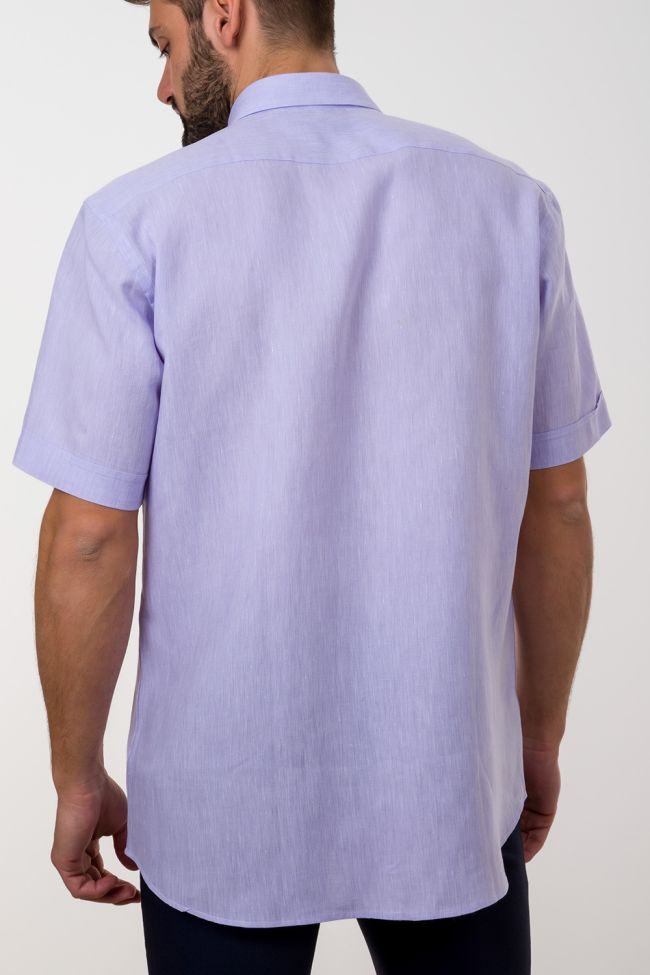 Aplomb Hemd Herren Aplomb Classic Einfarbig 100% Leinen Kragen Button-Down Kurze Ärmel