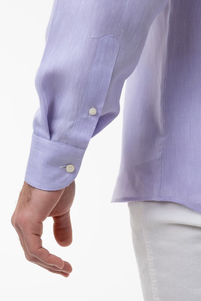 Aplomb Hemd Herren Aplomb Classic Einfarbig 100% Leinen Kragen Button-Down Lange Ärmel