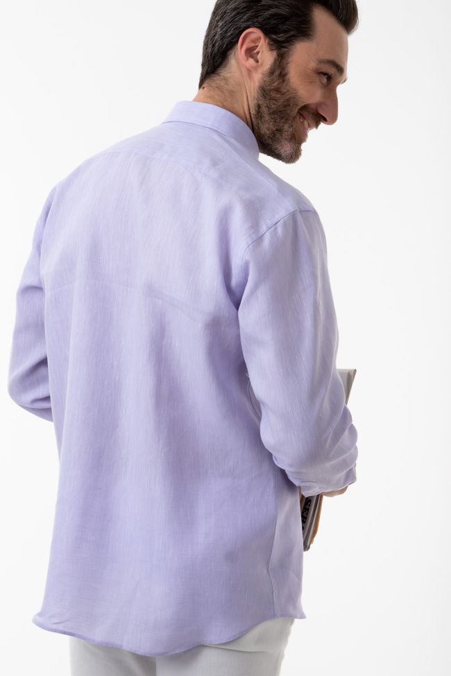 Aplomb Hemd Herren Aplomb Classic Einfarbig 100% Leinen Kragen Button-Down Lange Ärmel
