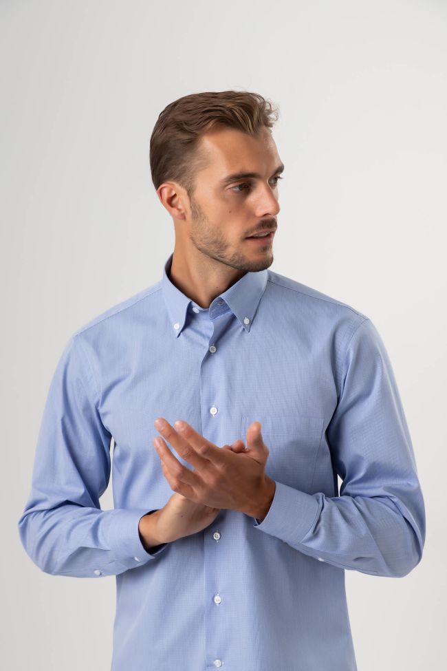 Aplomb Hemd Herren Aplomb Classic Karo 100% Baumwolle Kragen Button-Down Lange Ärmel