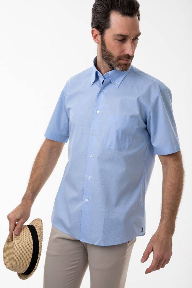 Aplomb Hemd Herren Aplomb Classic Karo 100% Baumwolle Kragen Button-Down Kurze Ärmel