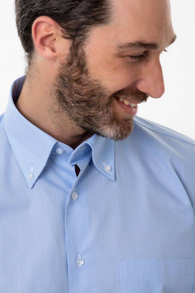Aplomb Hemd Herren Aplomb Classic Karo 100% Baumwolle Kragen Button-Down Kurze Ärmel