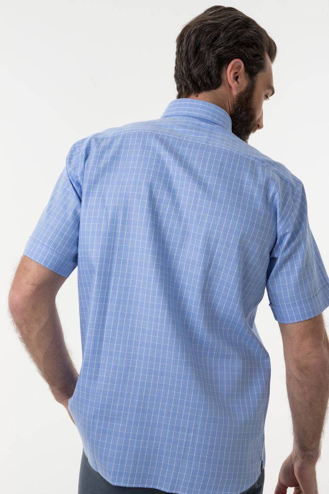 Aplomb Hemd Herren Aplomb Classic Karo 100% Baumwolle Kragen Button-Down Kurze Ärmel