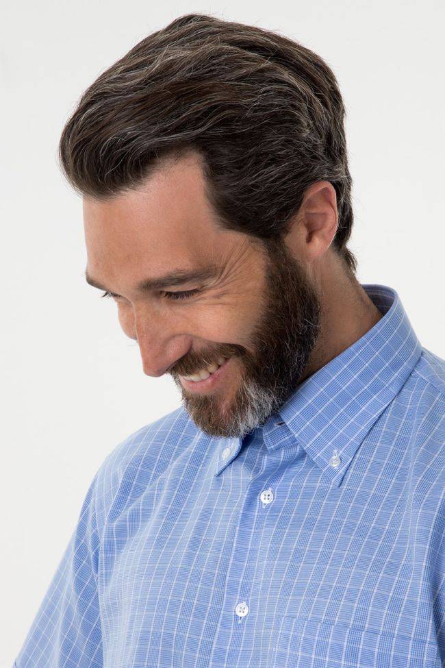 Aplomb Hemd Herren Aplomb Classic Karo 100% Baumwolle Kragen Button-Down Kurze Ärmel