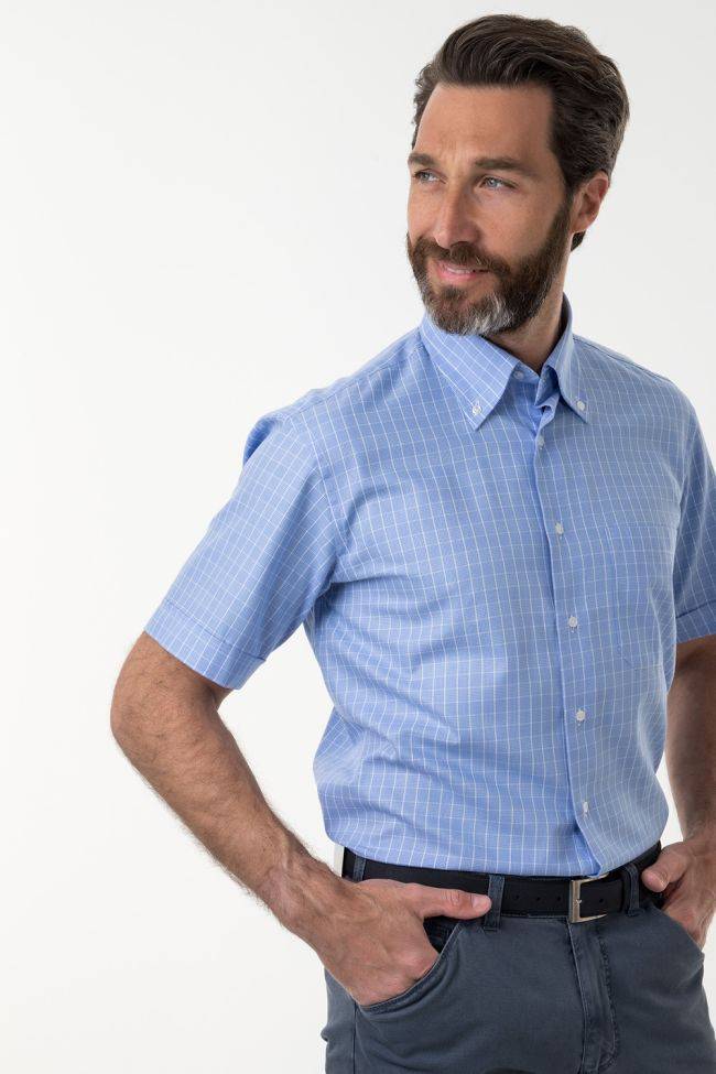 aplomb Hemd Herren Aplomb Classic Karo 100% Baumwolle kragen Button-Down Kurze Ärmel