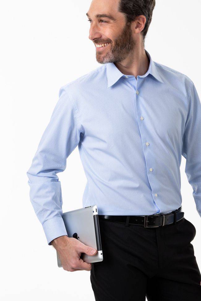 Aplomb Hemd Herren Aplomb Classic Streifen 100% Baumwolle Kragen Italienisch Lange Ärmel