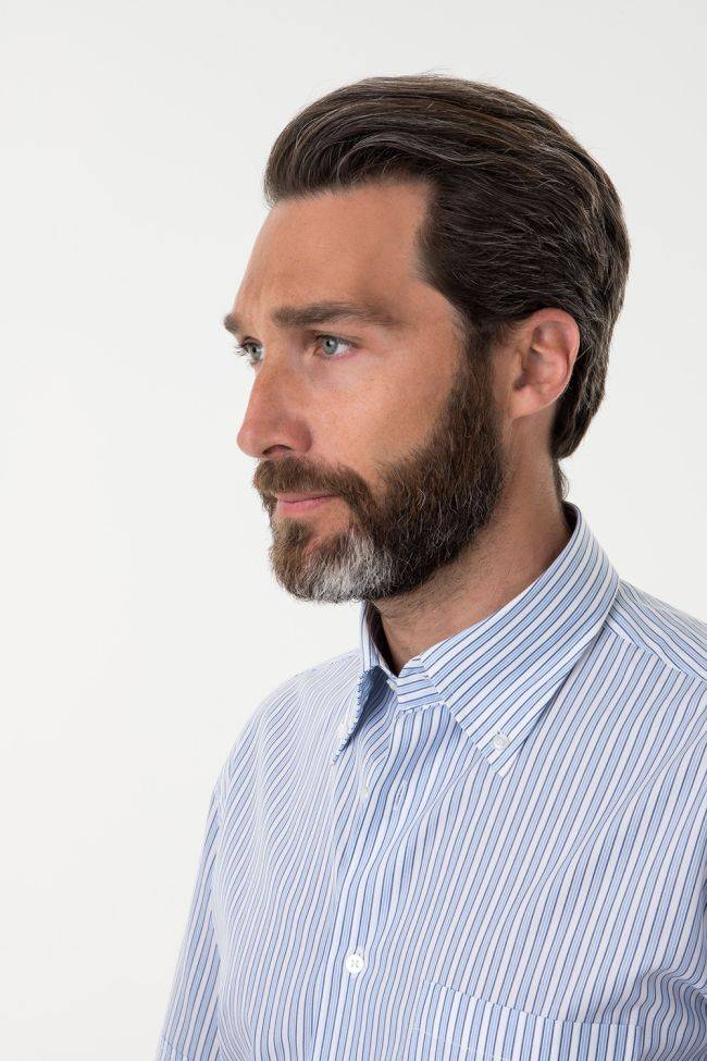 Aplomb Hemd Herren Aplomb Classic Streifen 100% Baumwolle Kragen Button-Down Kurze Ärmel