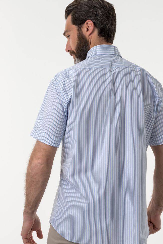 Aplomb Hemd Herren Aplomb Classic Streifen 100% Baumwolle Kragen Button-Down Kurze Ärmel