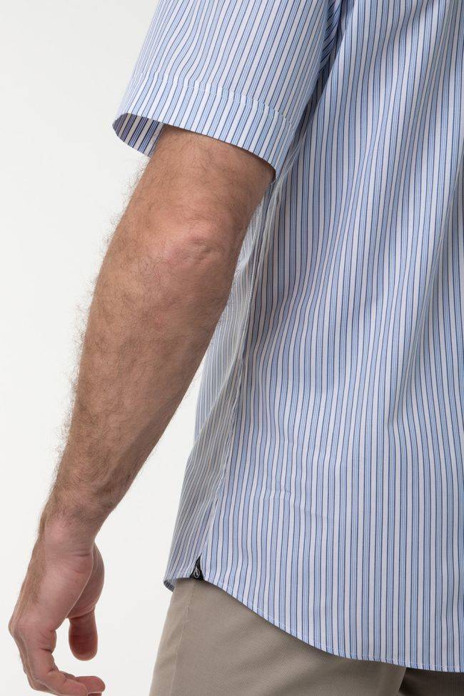 Aplomb Hemd Herren Aplomb Classic Streifen 100% Baumwolle Kragen Button-Down Kurze Ärmel