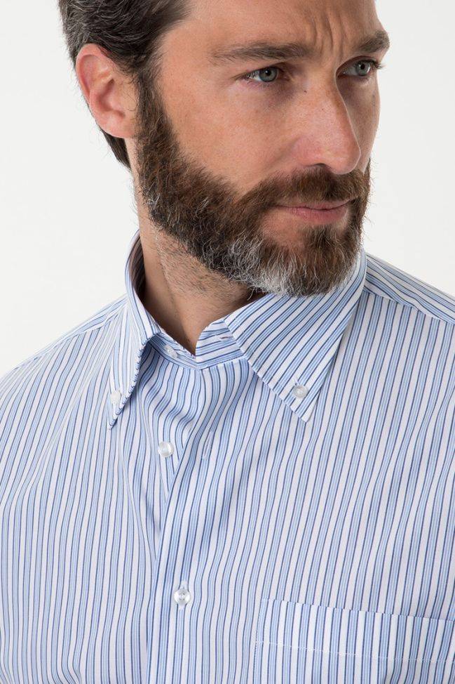 Aplomb Hemd Herren Aplomb Classic Streifen 100% Baumwolle Kragen Button-Down Kurze Ärmel