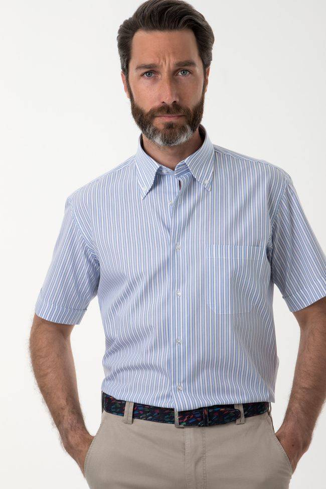 aplomb Hemd Herren Aplomb Classic Streifen 100% Baumwolle kragen Button-Down Kurze Ärmel