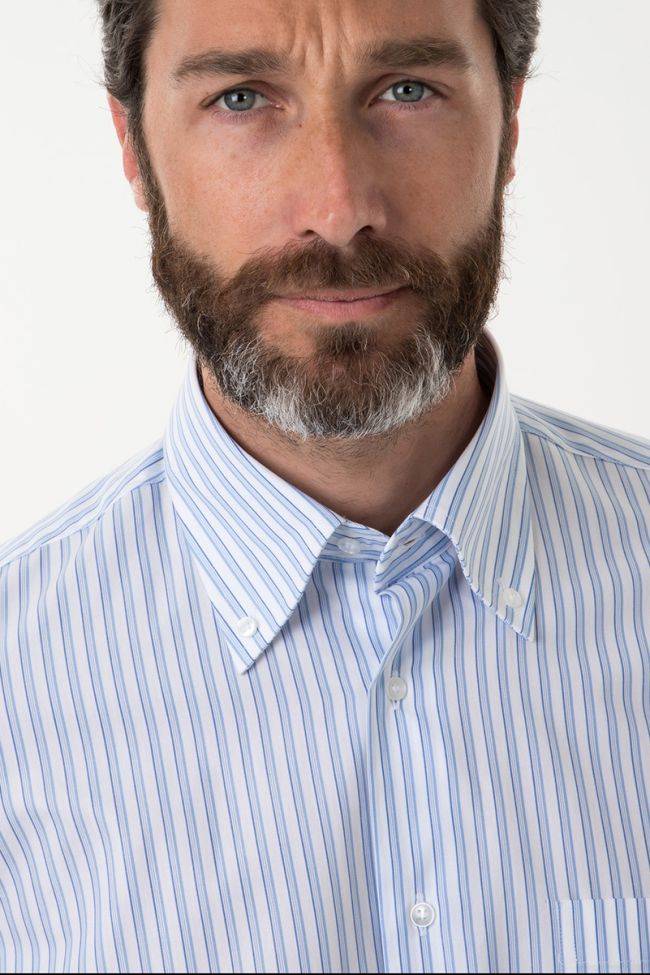 Aplomb Hemd Herren Aplomb Classic Streifen 100% Baumwolle Kragen Button-Down Kurze Ärmel