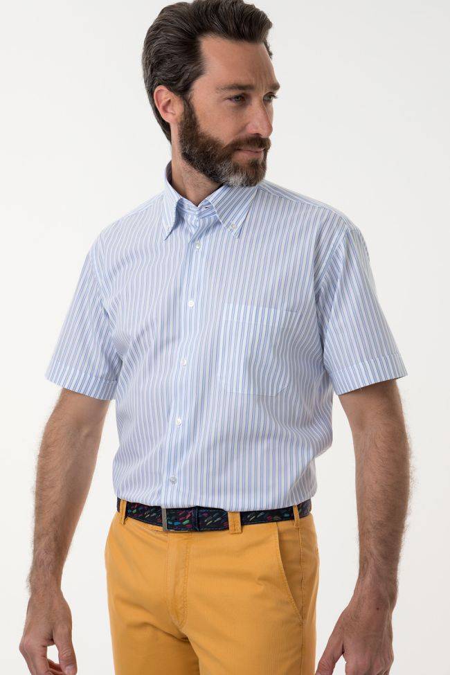 aplomb Hemd Herren Aplomb Classic Streifen 100% Baumwolle kragen Button-Down Kurze Ärmel