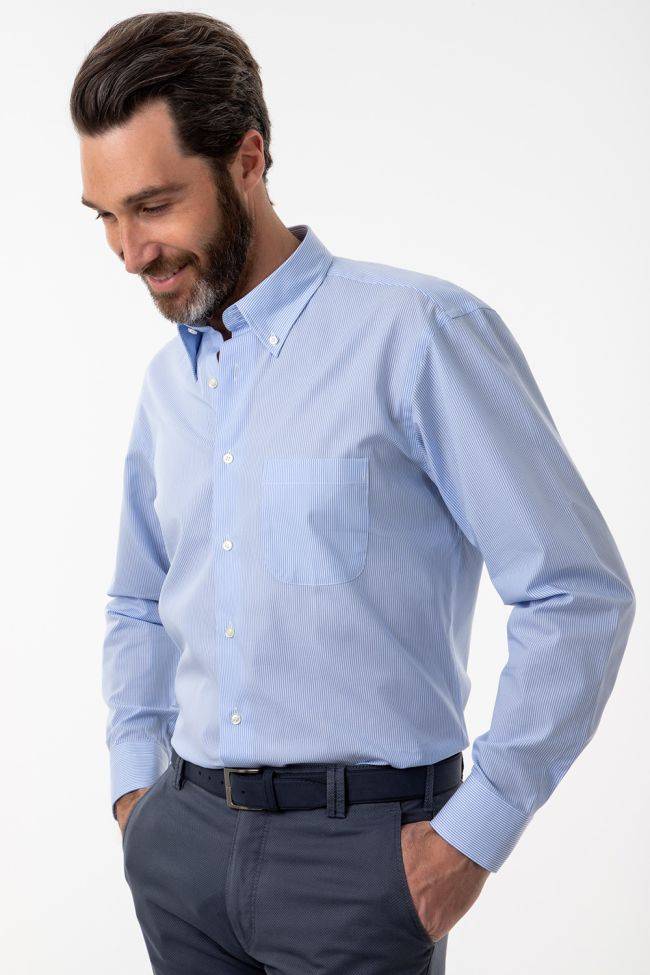 Aplomb Hemd Herren Aplomb Classic Streifen 100% Baumwolle Kragen Button-Down Lange Ärmel