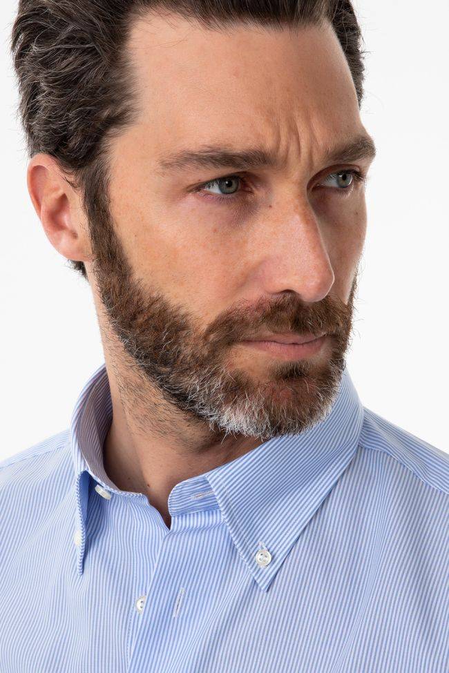 Aplomb Hemd Herren Aplomb Classic Streifen 100% Baumwolle Kragen Button-Down Lange Ärmel