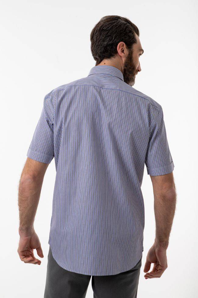 Aplomb Hemd Herren Aplomb Classic Streifen 100% Baumwolle Kragen Button-Down Kurze Ärmel