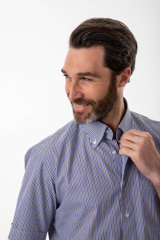 aplomb Hemd Herren Aplomb Classic Streifen 100% Baumwolle kragen Button-Down Kurze Ärmel