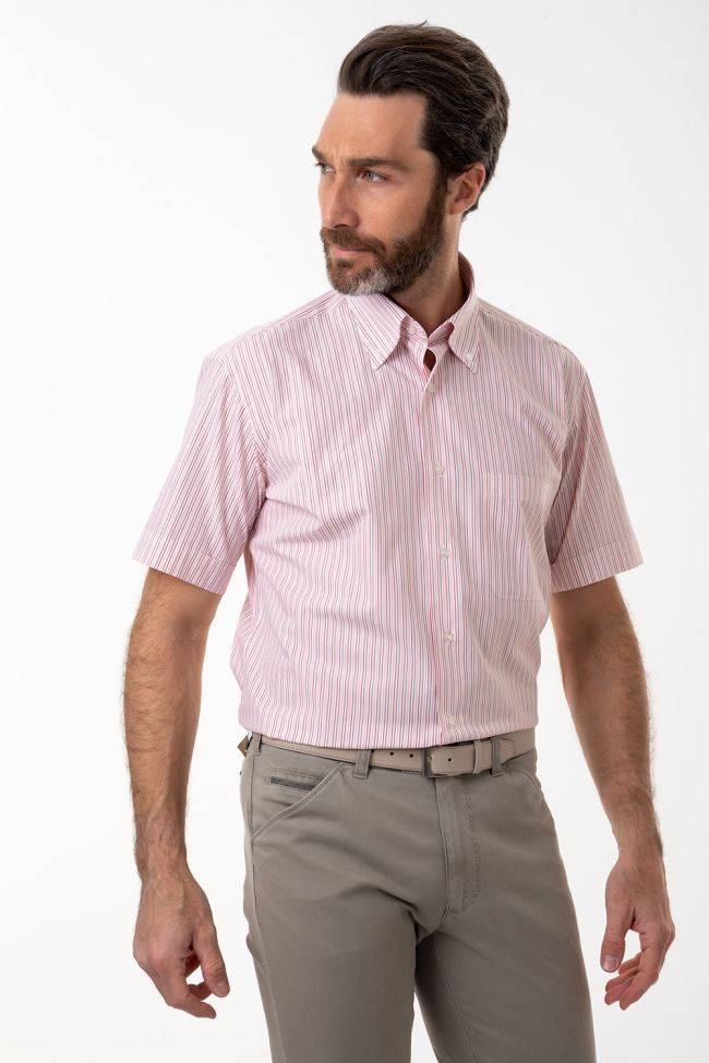aplomb Hemd Herren Aplomb Classic Streifen 100% Baumwolle kragen Button-Down Kurze Ärmel