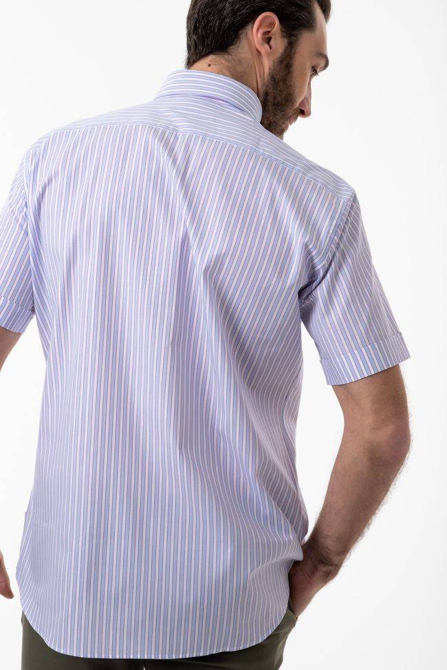 Aplomb Hemd Herren Aplomb Classic Streifen 100% Baumwolle Kragen Button-Down Kurze Ärmel