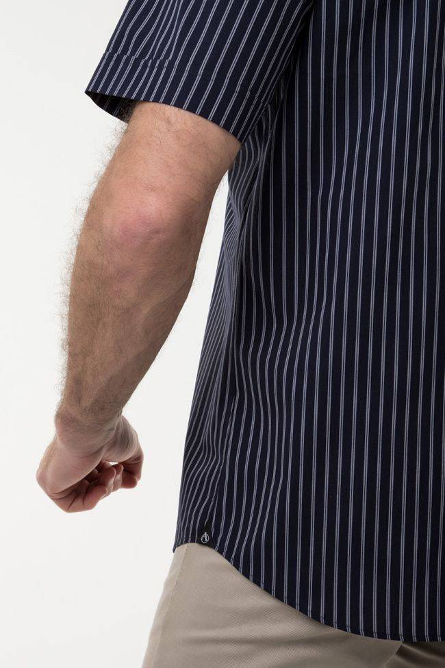 Aplomb Hemd Herren Aplomb Classic Streifen 100% Baumwolle Kragen Button-Down Kurze Ärmel