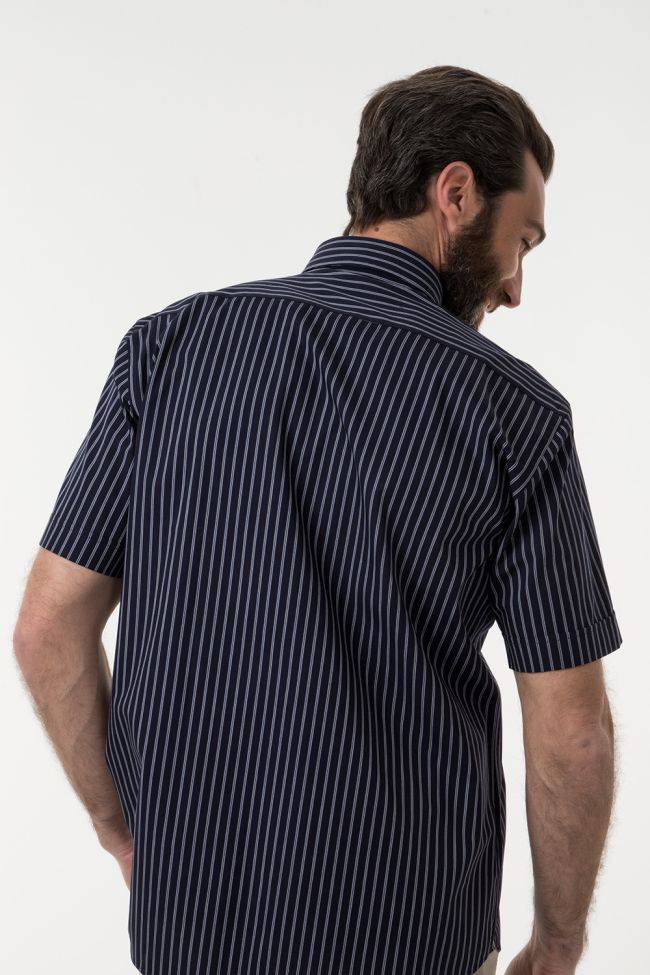 Aplomb Hemd Herren Aplomb Classic Streifen 100% Baumwolle Kragen Button-Down Kurze Ärmel