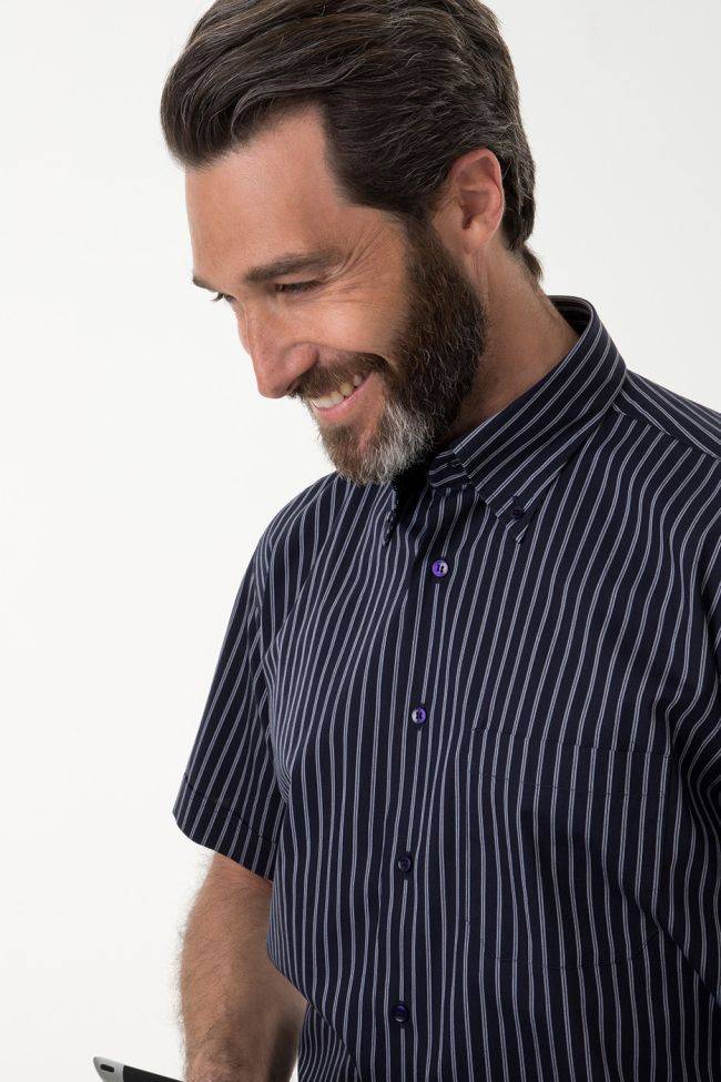 aplomb Hemd Herren Aplomb Classic Streifen 100% Baumwolle kragen Button-Down Kurze Ärmel