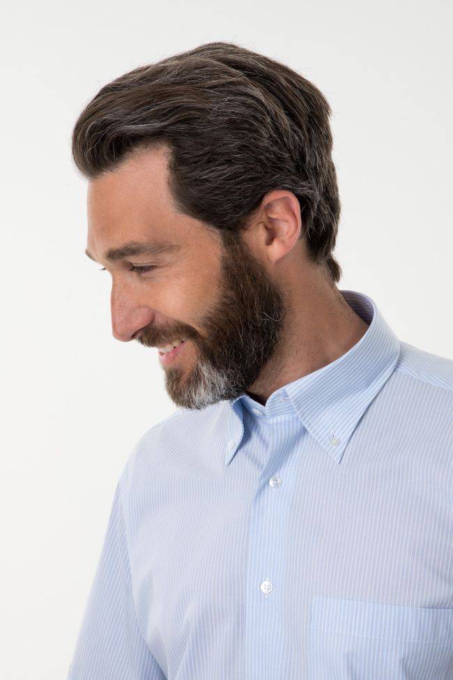 Aplomb Hemd Herren Aplomb Classic Streifen 100% Baumwolle Kragen Button-Down Kurze Ärmel