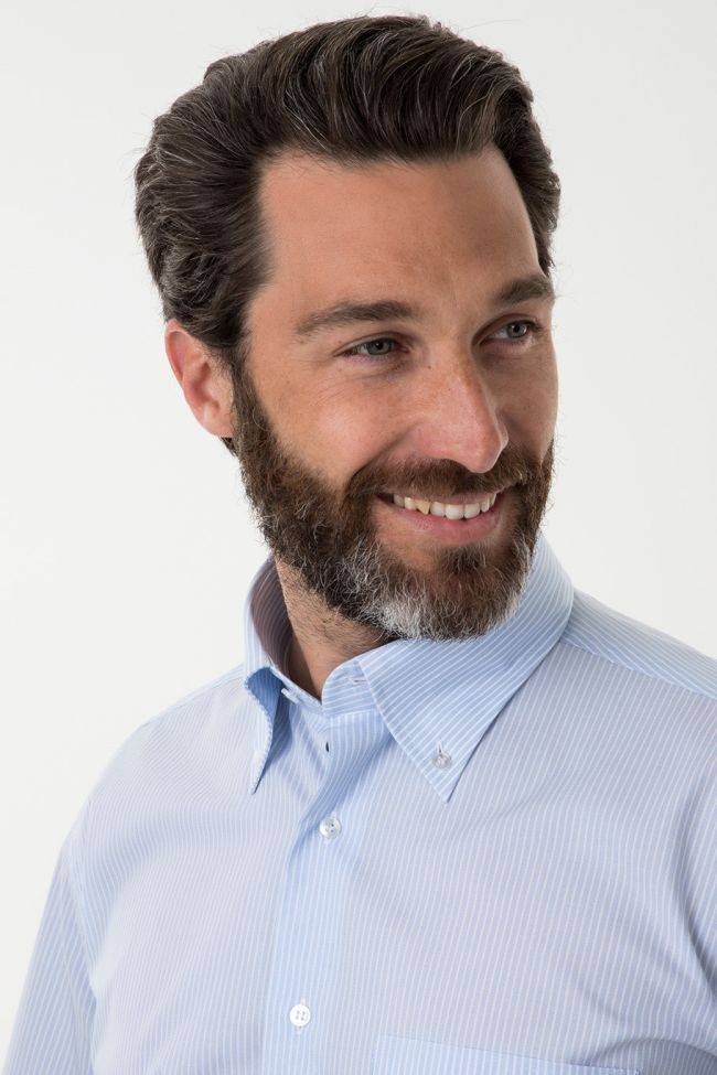 Aplomb Hemd Herren Aplomb Classic Streifen 100% Baumwolle Kragen Button-Down Kurze Ärmel