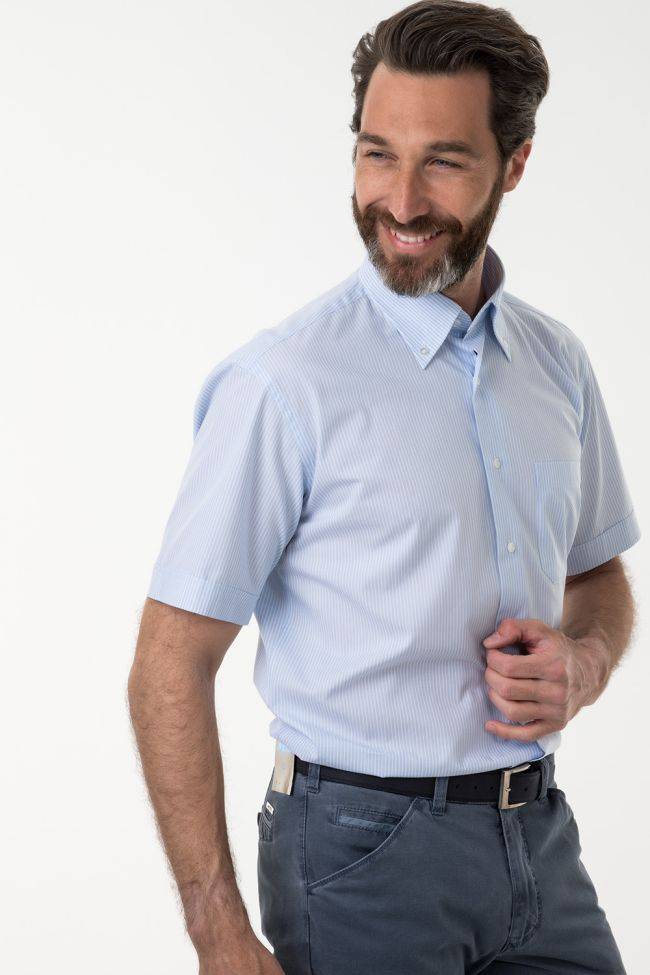 aplomb Hemd Herren Aplomb Classic Streifen 100% Baumwolle kragen Button-Down Kurze Ärmel