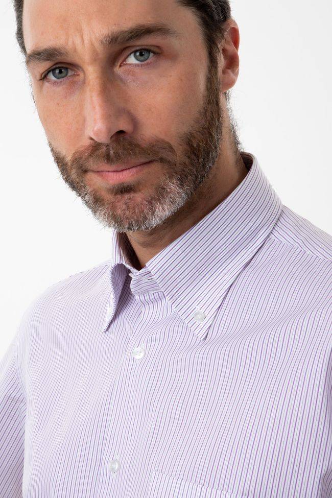 Aplomb Hemd Herren Aplomb Classic Streifen 100% Baumwolle Kragen Button-Down Kurze Ärmel